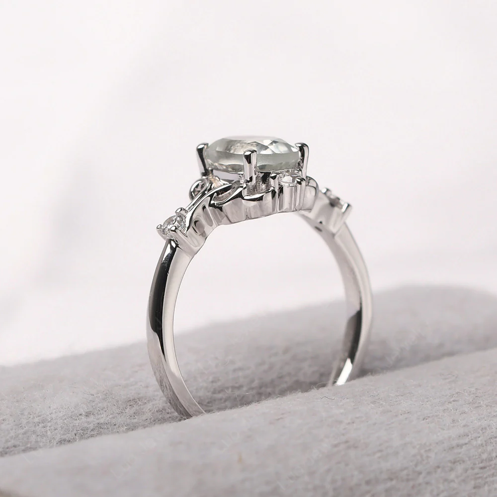Vintage Style Green Amethyst Engagement Ring - Image 4
