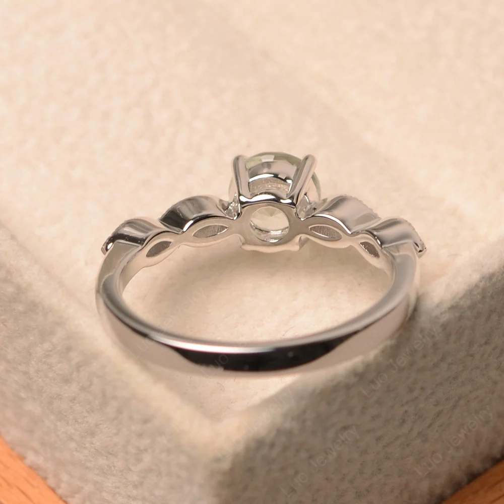 Green Amethyst Milgrain Vintage Inspired Ring - Image 3