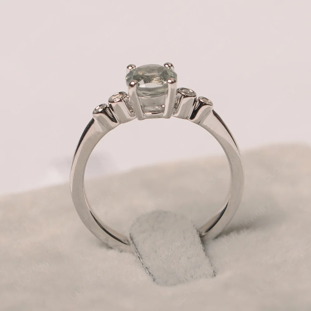 Green Amethyst Ring Round Cut Engagement Ring - Image 2