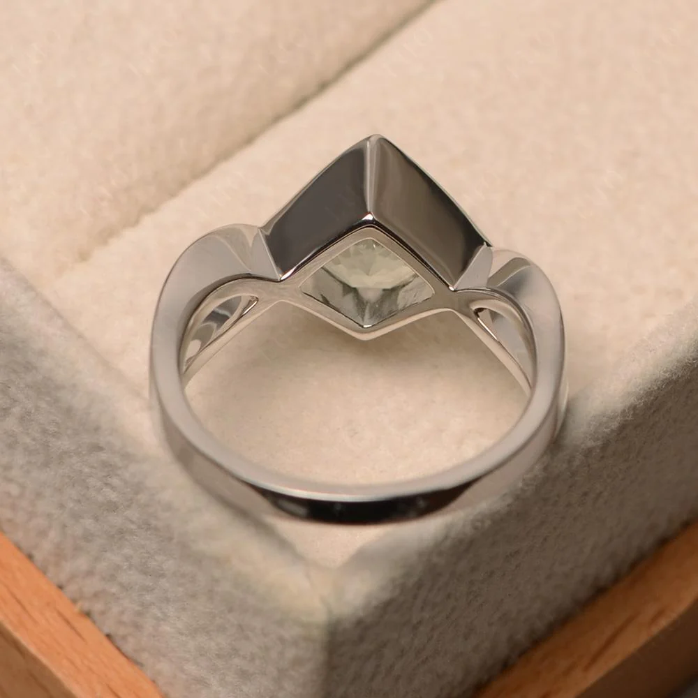 Green Amethyst Bezel Set Infinity Solitaire Ring - Image 12