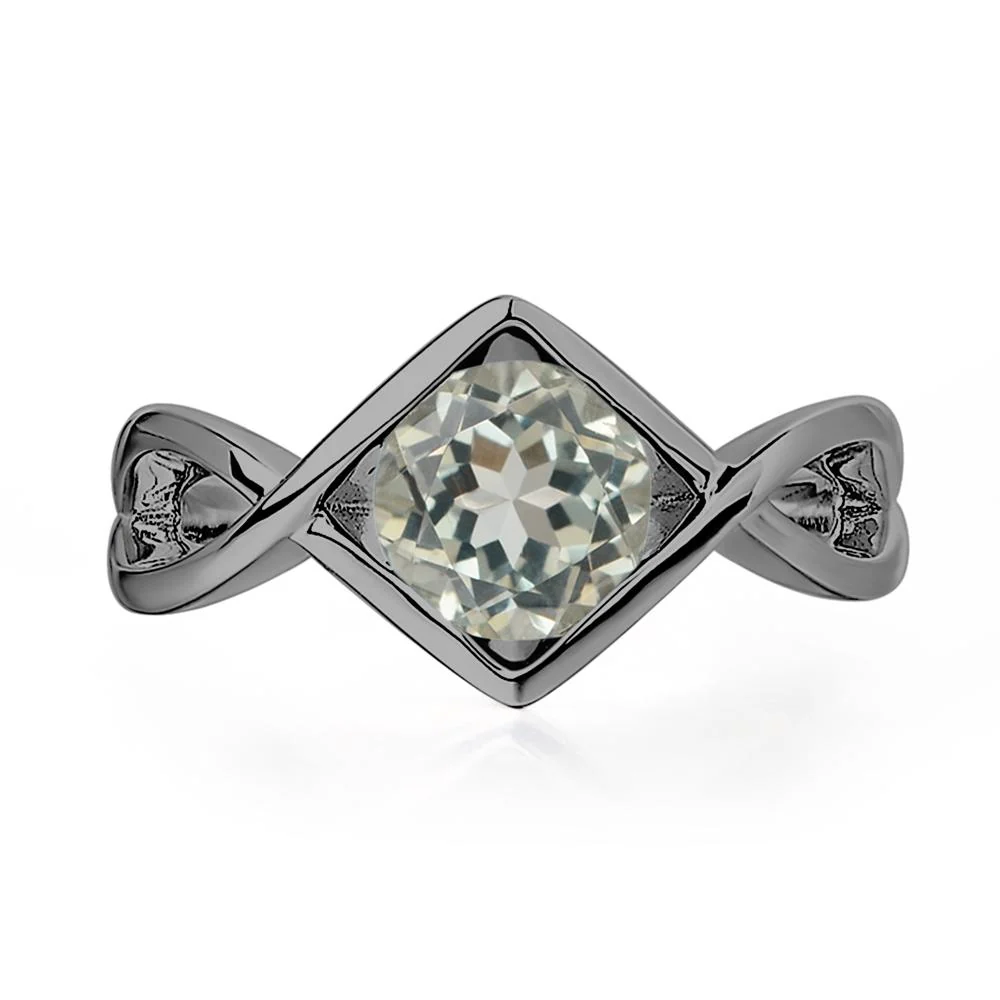 Green Amethyst Bezel Set Infinity Solitaire Ring - Image 3