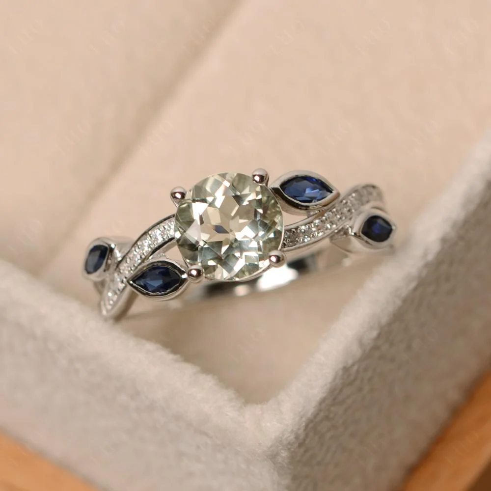 Green Amethyst Leaf Engagement Ring - Image 29