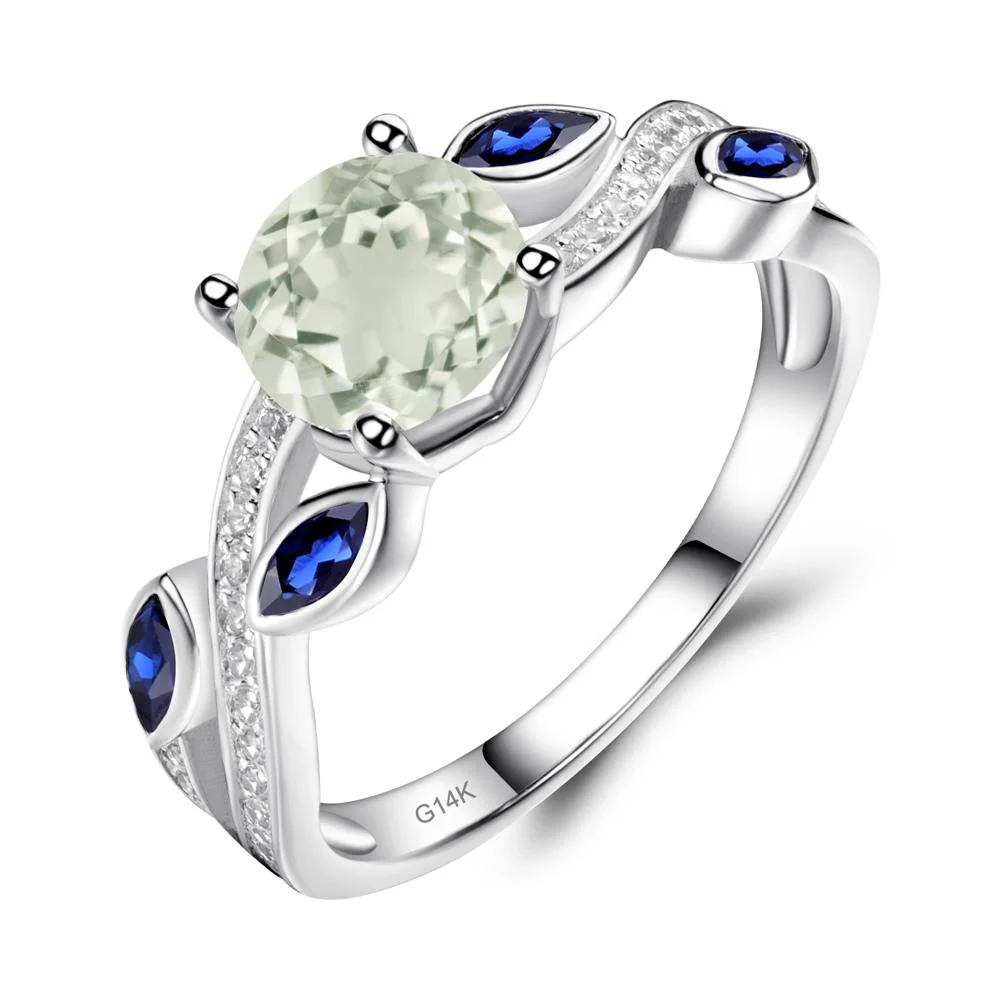 Green Amethyst Leaf Engagement Ring - Image 3