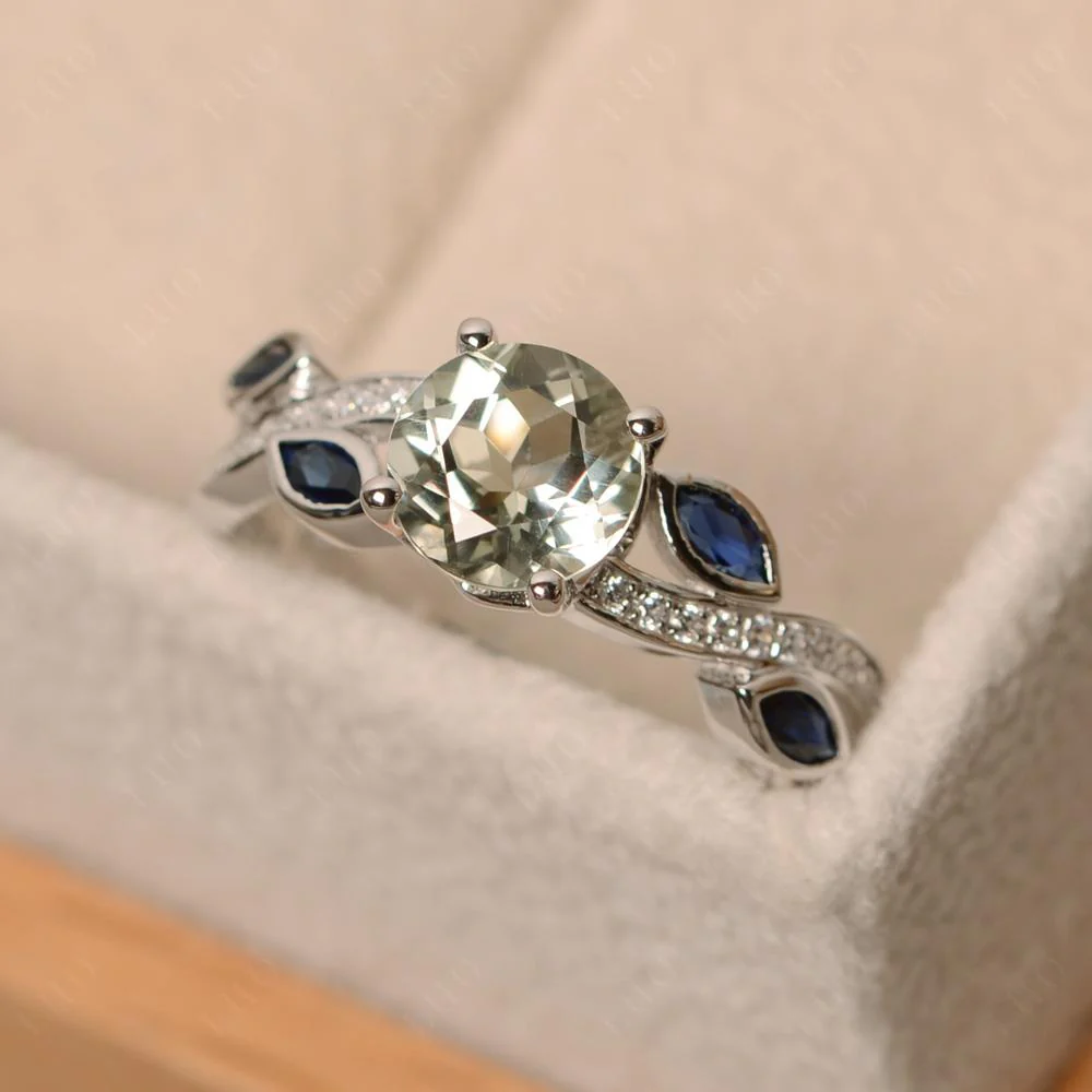 Green Amethyst Leaf Engagement Ring - Image 30