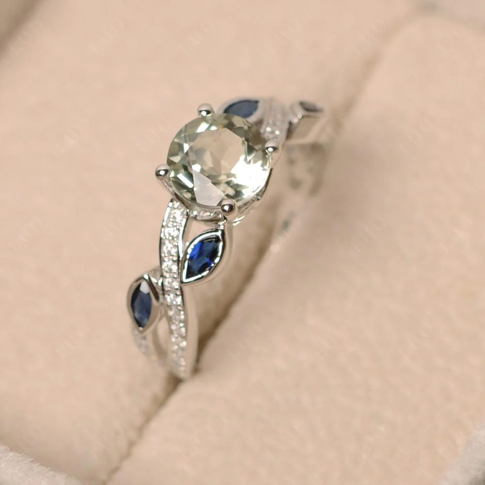 Green Amethyst Leaf Engagement Ring - Image 31