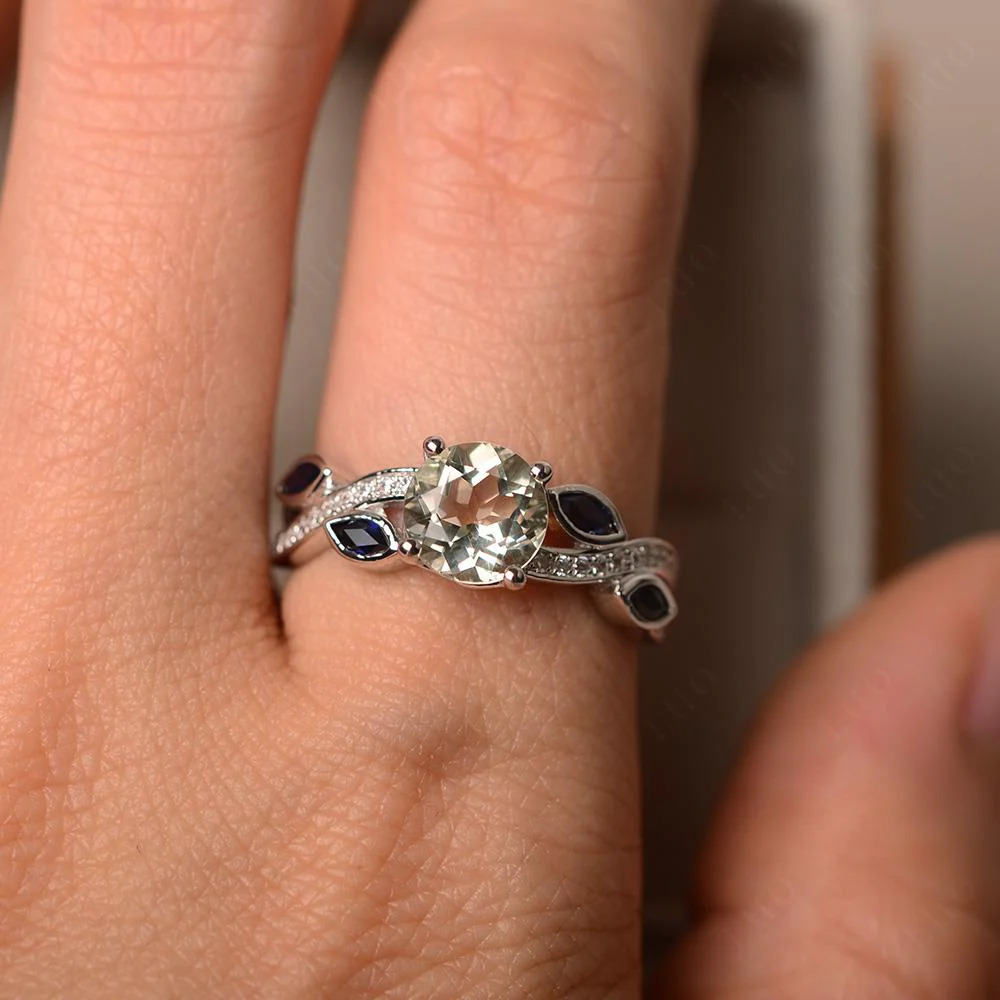 Green Amethyst Leaf Engagement Ring - Image 33