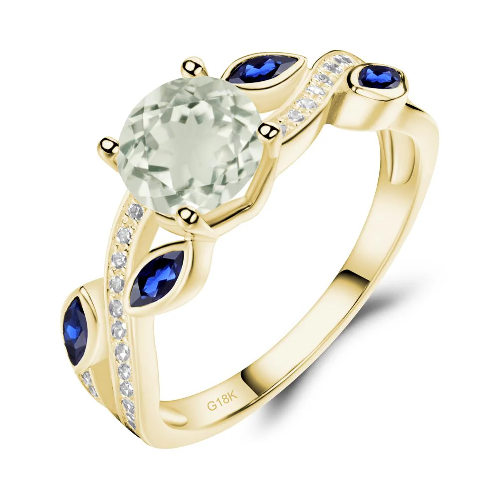 Green Amethyst Leaf Engagement Ring - Image 5