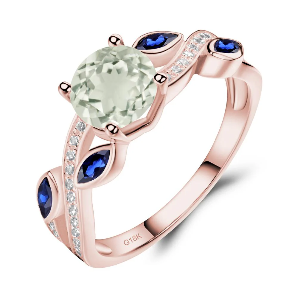 Green Amethyst Leaf Engagement Ring - Image 6