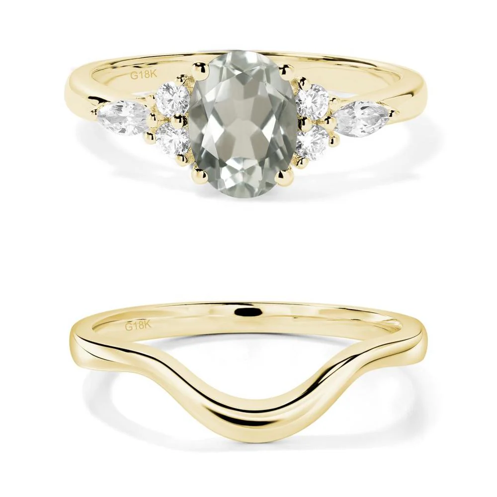 Simple Oval Green Amethyst Engagement Ring - Image 21