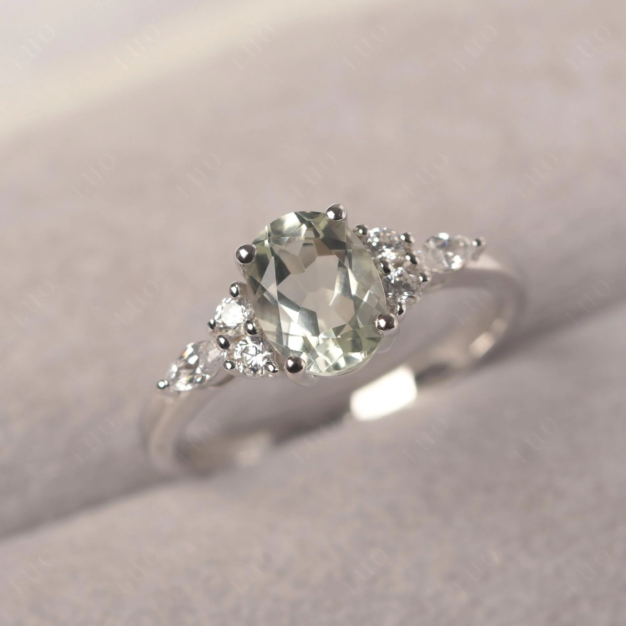Simple Oval Green Amethyst Engagement Ring - Image 29