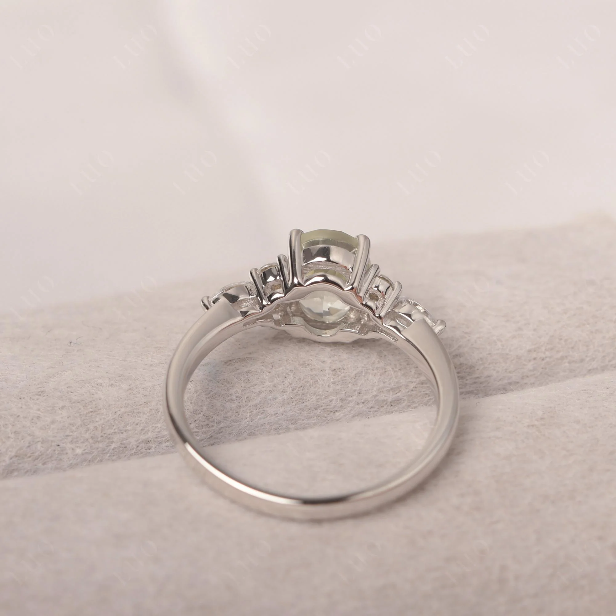 Simple Oval Green Amethyst Engagement Ring - Image 31