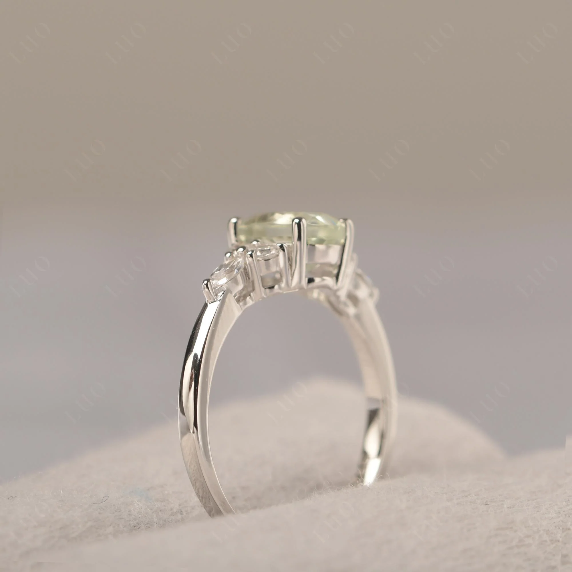 Simple Oval Green Amethyst Engagement Ring - Image 32