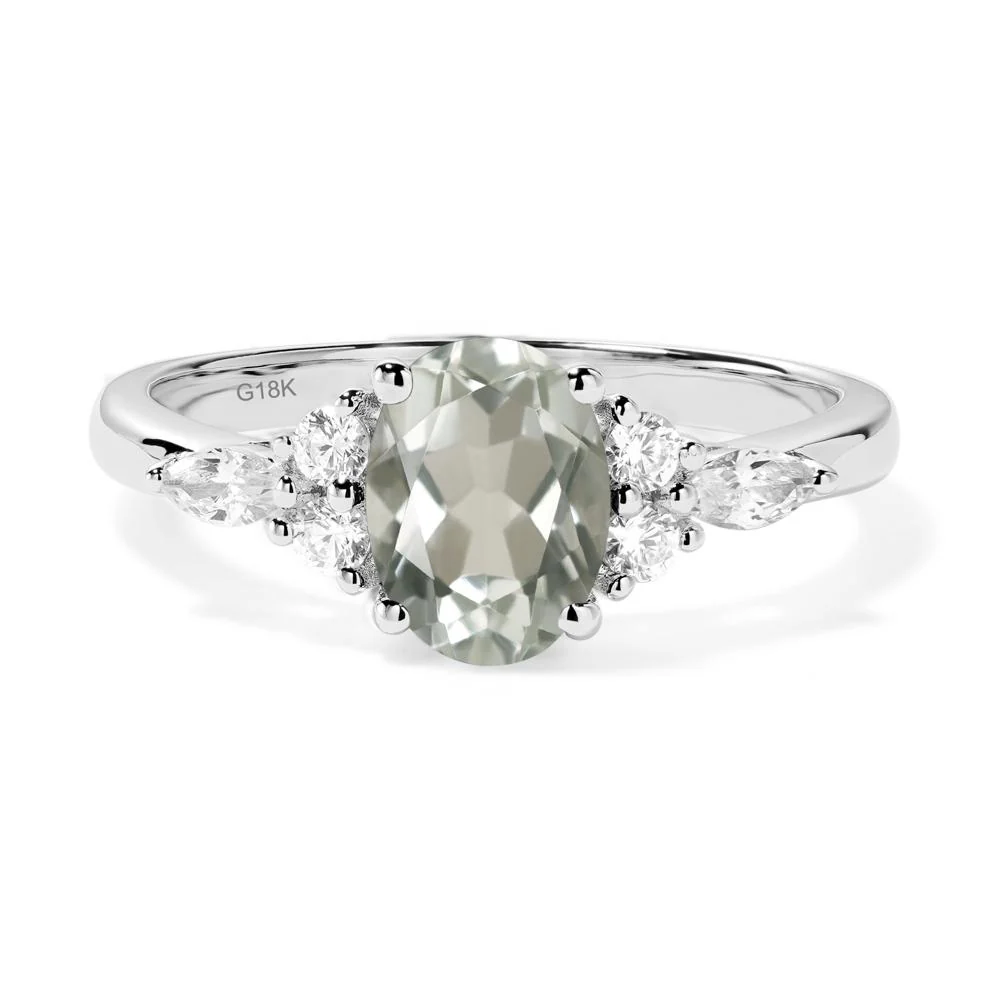 Simple Oval Green Amethyst Engagement Ring - Image 4