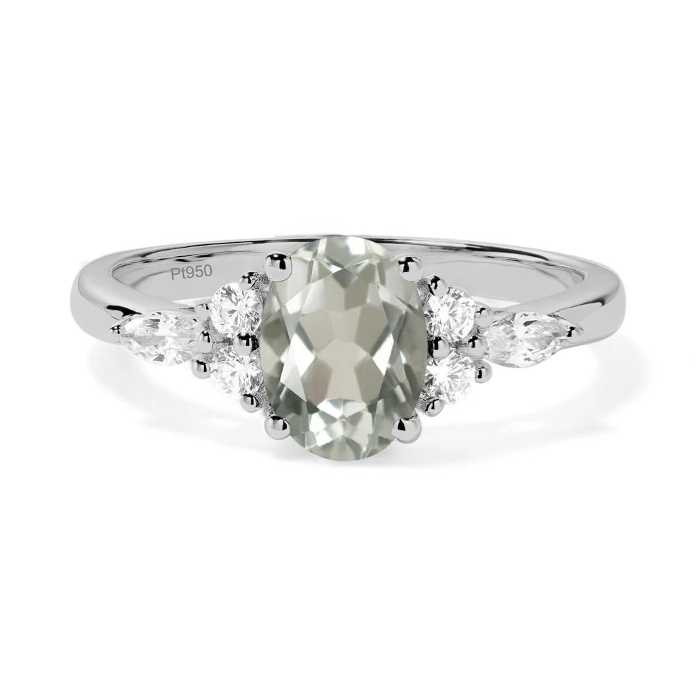 Simple Oval Green Amethyst Engagement Ring - Image 5