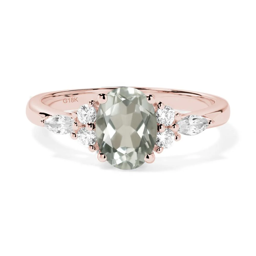 Simple Oval Green Amethyst Engagement Ring - Image 9
