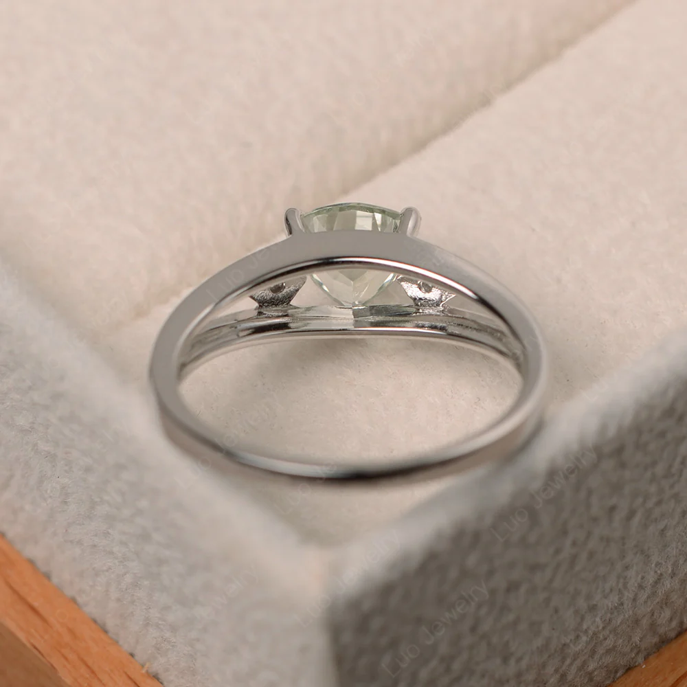 Trillion Cut Green Amethyst Engagement Ring - Image 3