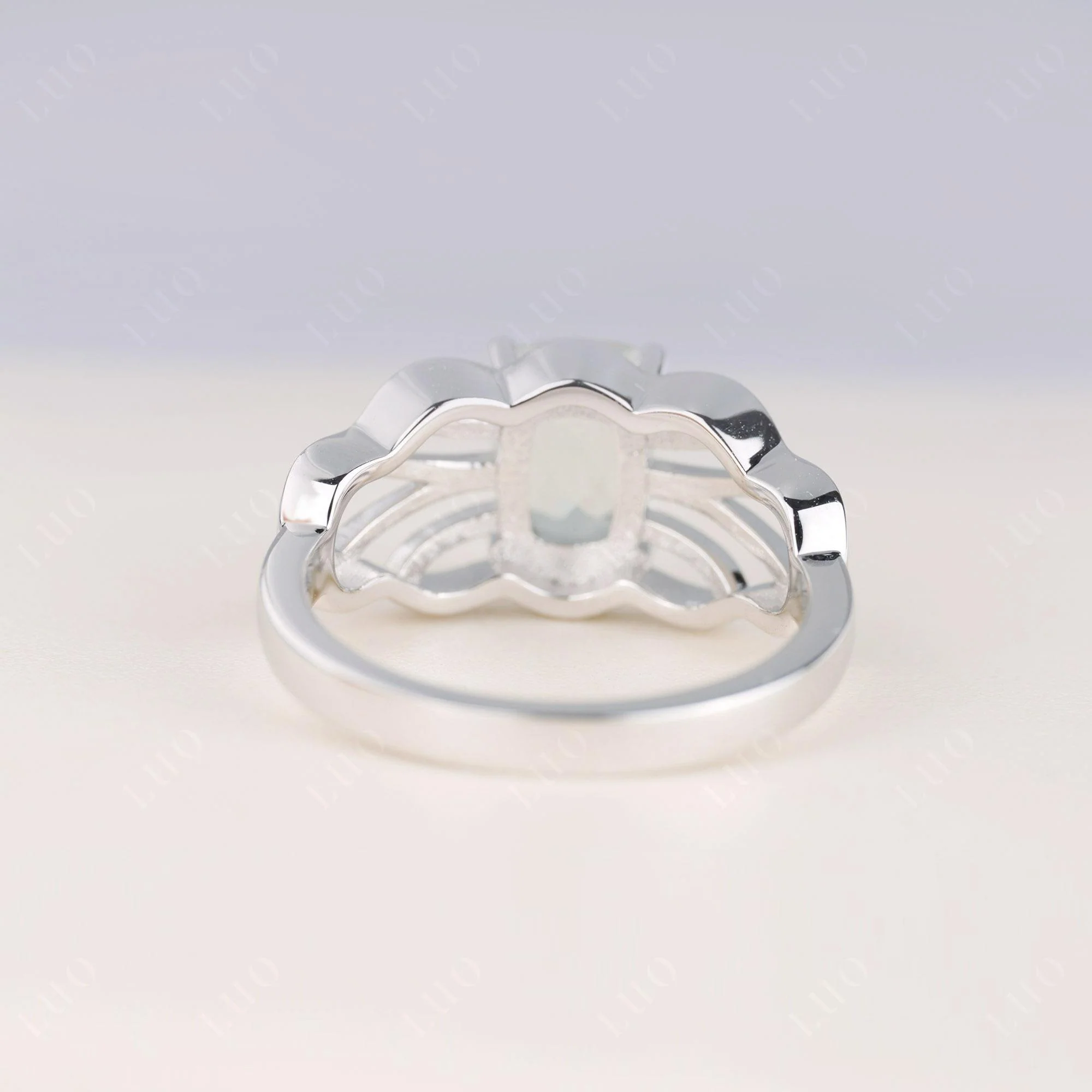 Green Amethyst Ring Vintage Solitaire Ring - Image 4