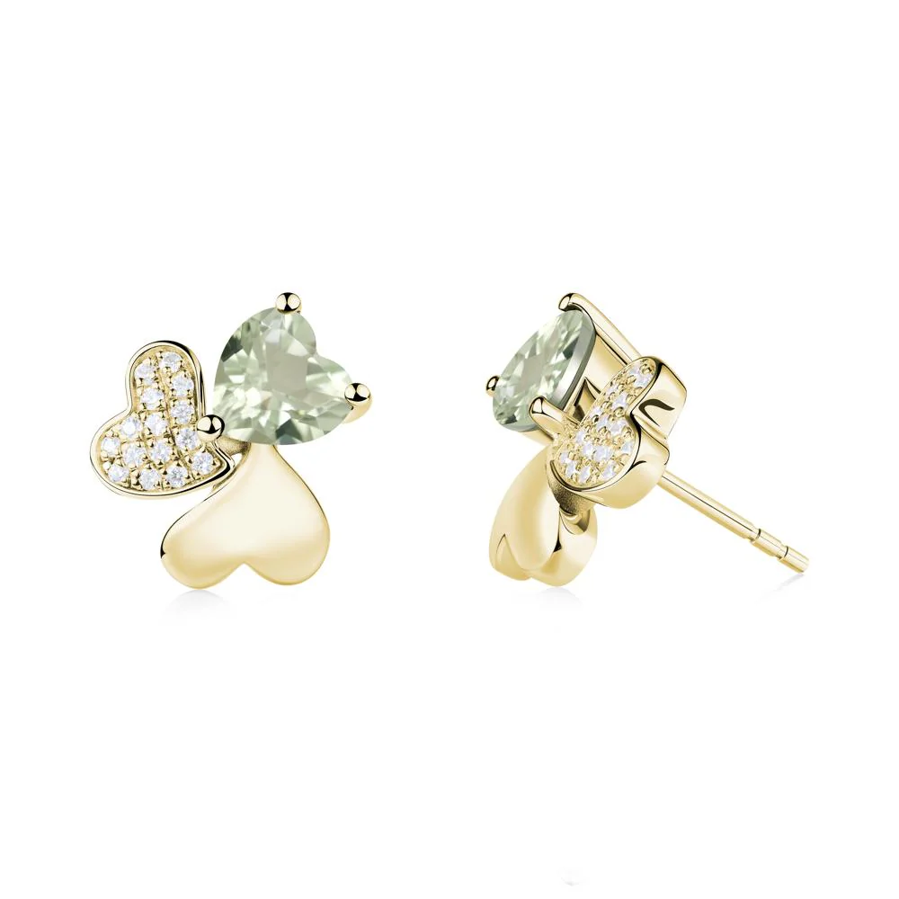 Green Amethyst Shamrock Stud Earrings - Image 2