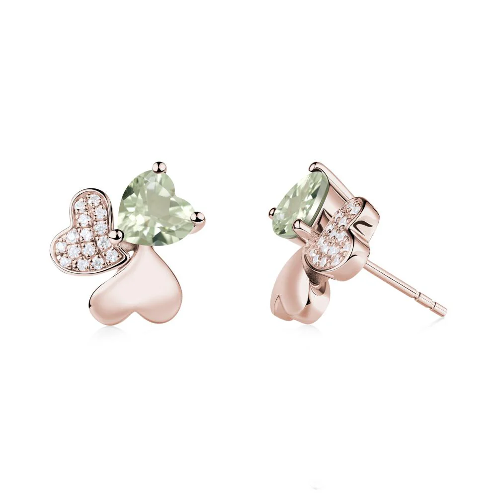 Green Amethyst Shamrock Stud Earrings - Image 4
