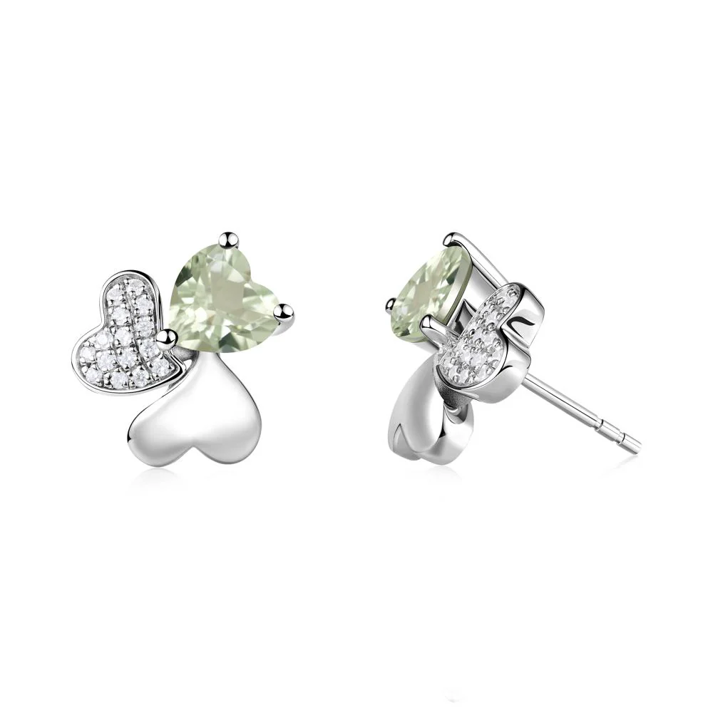 Green Amethyst Shamrock Stud Earrings - Image 9
