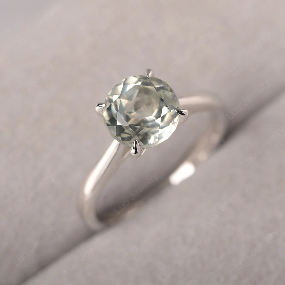 Green Amethyst Cathedral Solitaire Engagement Ring - Image 2