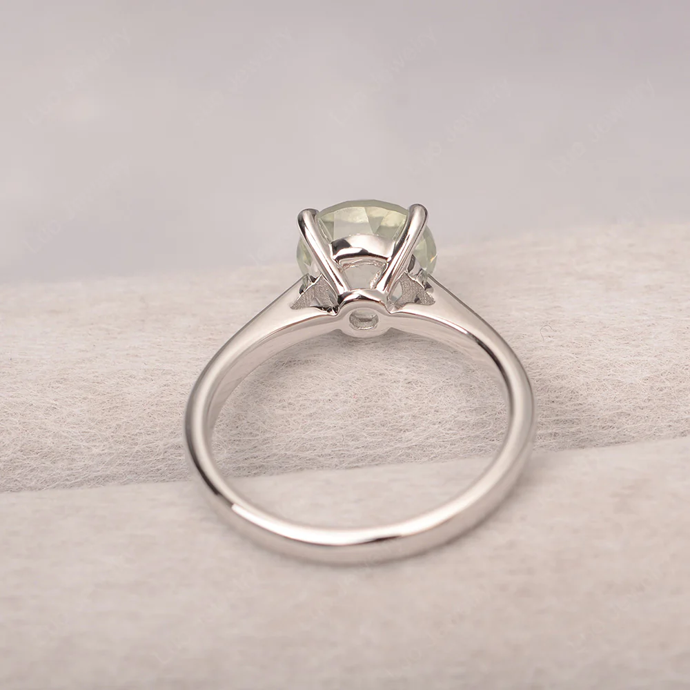 Green Amethyst Cathedral Solitaire Engagement Ring - Image 4