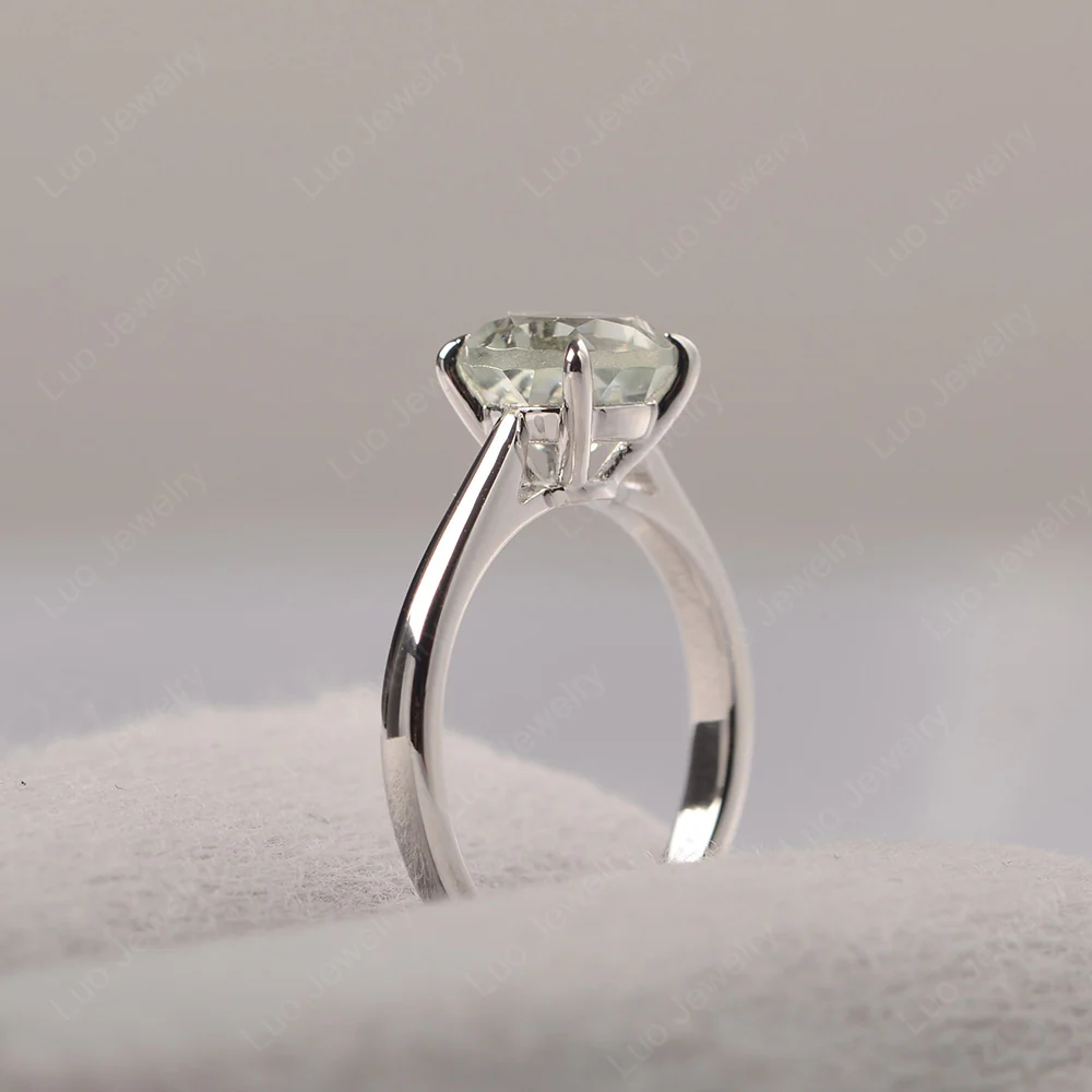 Green Amethyst Cathedral Solitaire Engagement Ring - Image 5