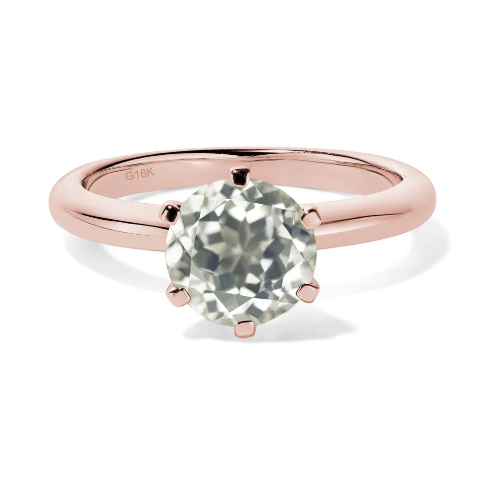 Green Amethyst Classic Solitaire Ring - Image 9