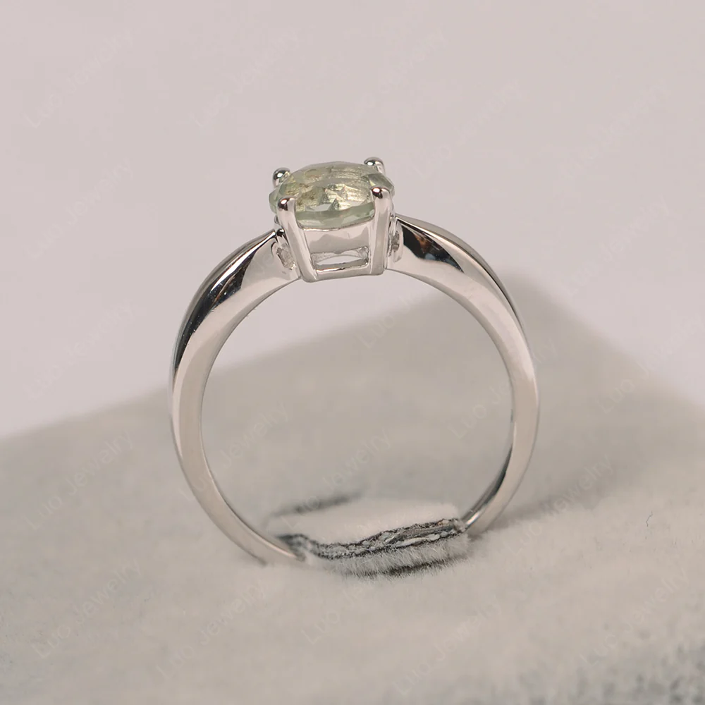 Green Amethyst Round Solitaire Ring - Image 2