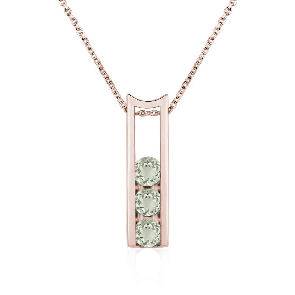 Green Amethyst Three Stone Necklace - Image 5