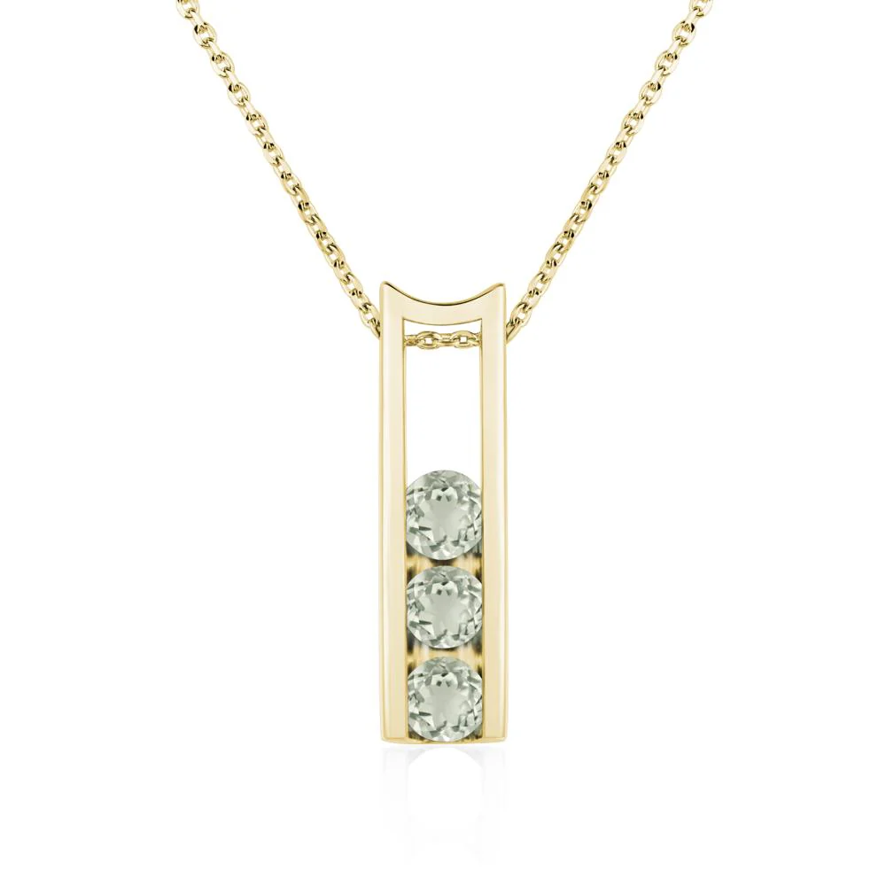 Green Amethyst Three Stone Necklace - Image 8