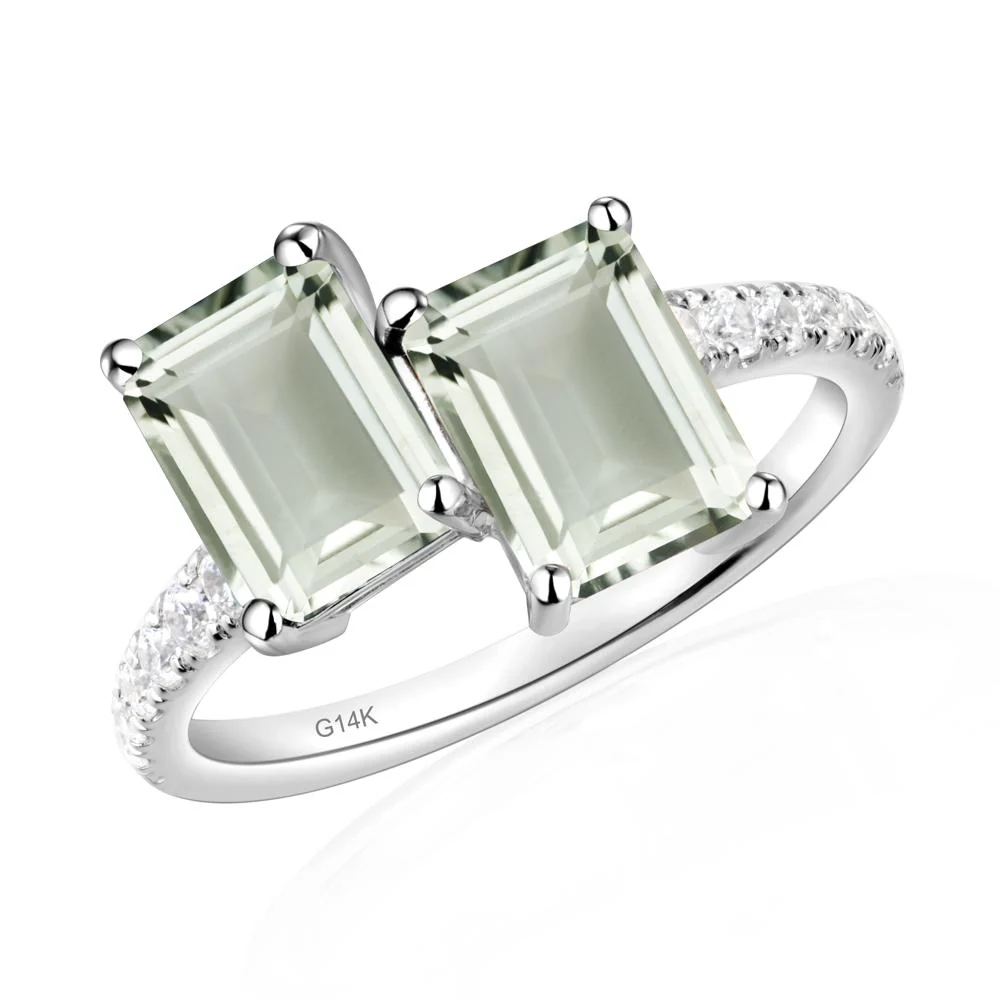 Green Amethyst Toi Et Moi Ring - Image 3