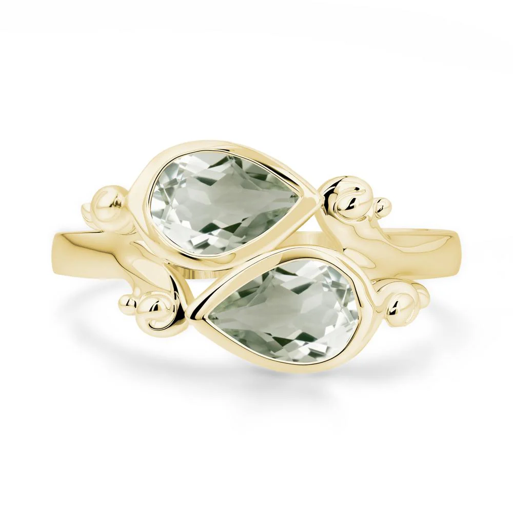 Green Amethyst Two Stone Bezel Set Ring - Image 2