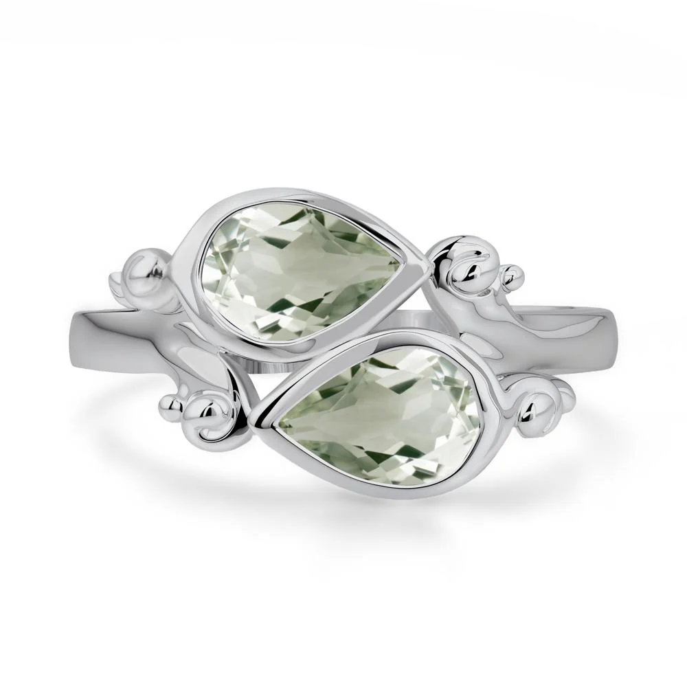 Green Amethyst Two Stone Bezel Set Ring - Image 4