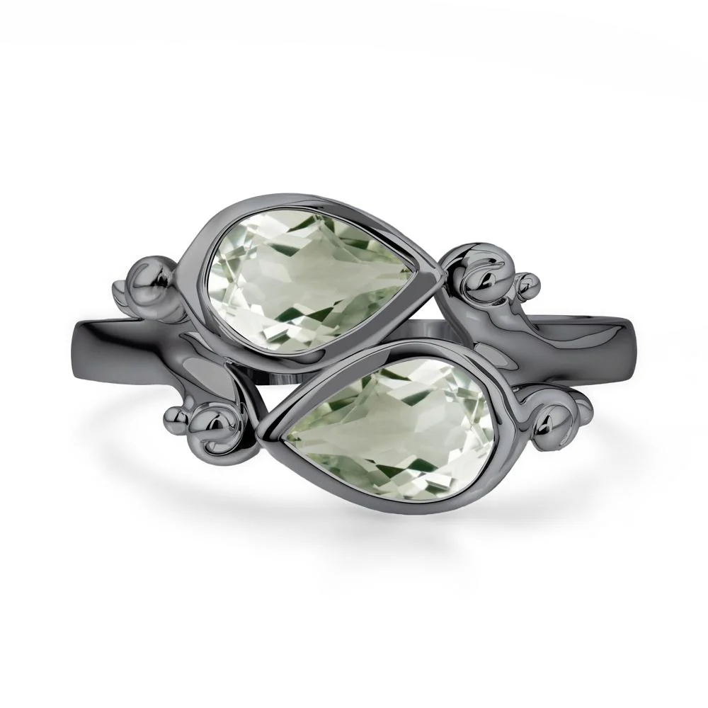 Green Amethyst Two Stone Bezel Set Ring - Image 5