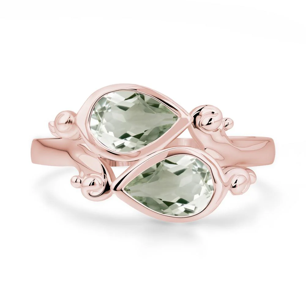 Green Amethyst Two Stone Bezel Set Ring - Image 6