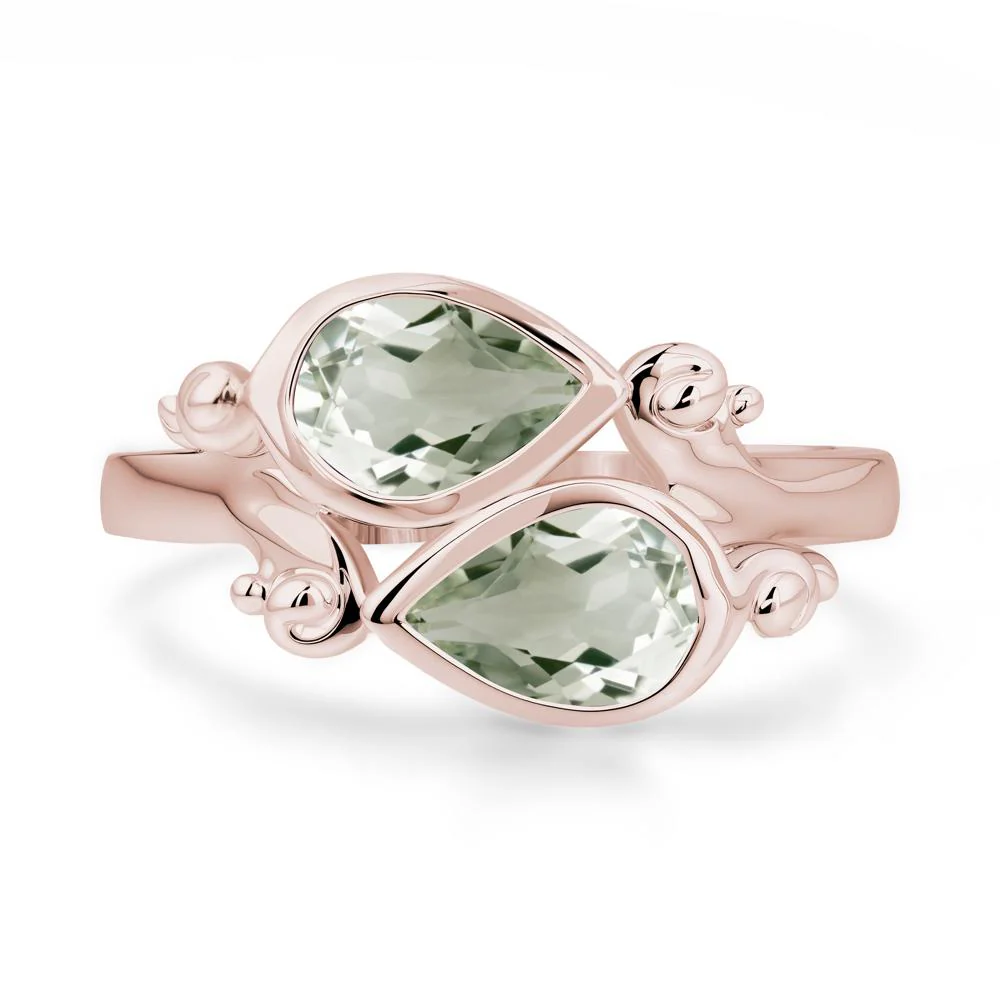 Green Amethyst Two Stone Bezel Set Ring - Image 7