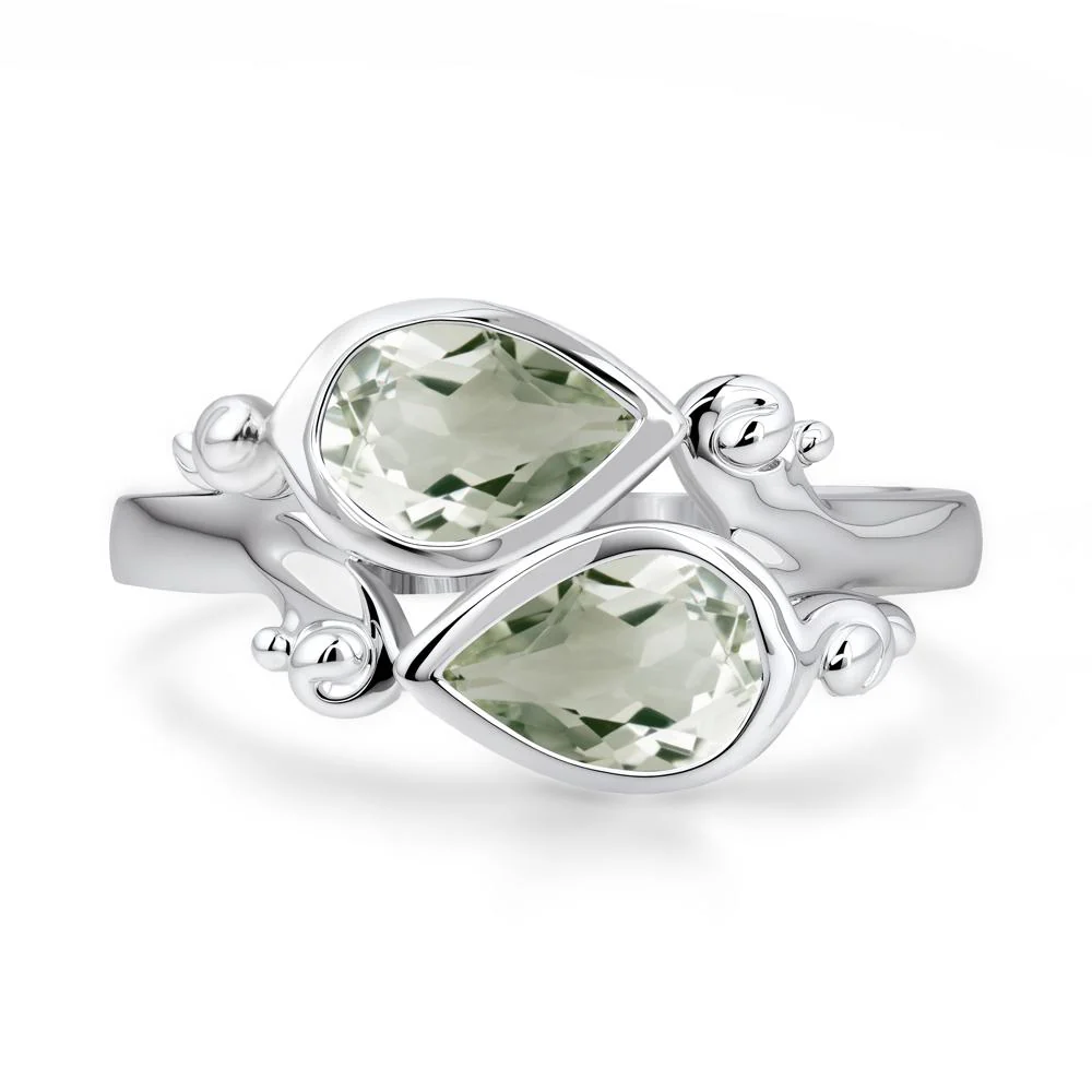 Green Amethyst Two Stone Bezel Set Ring - Image 8