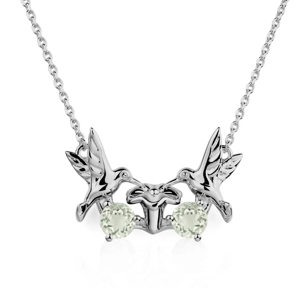 Green Amethyst Two Stone Hummingbird Necklace - Image 6