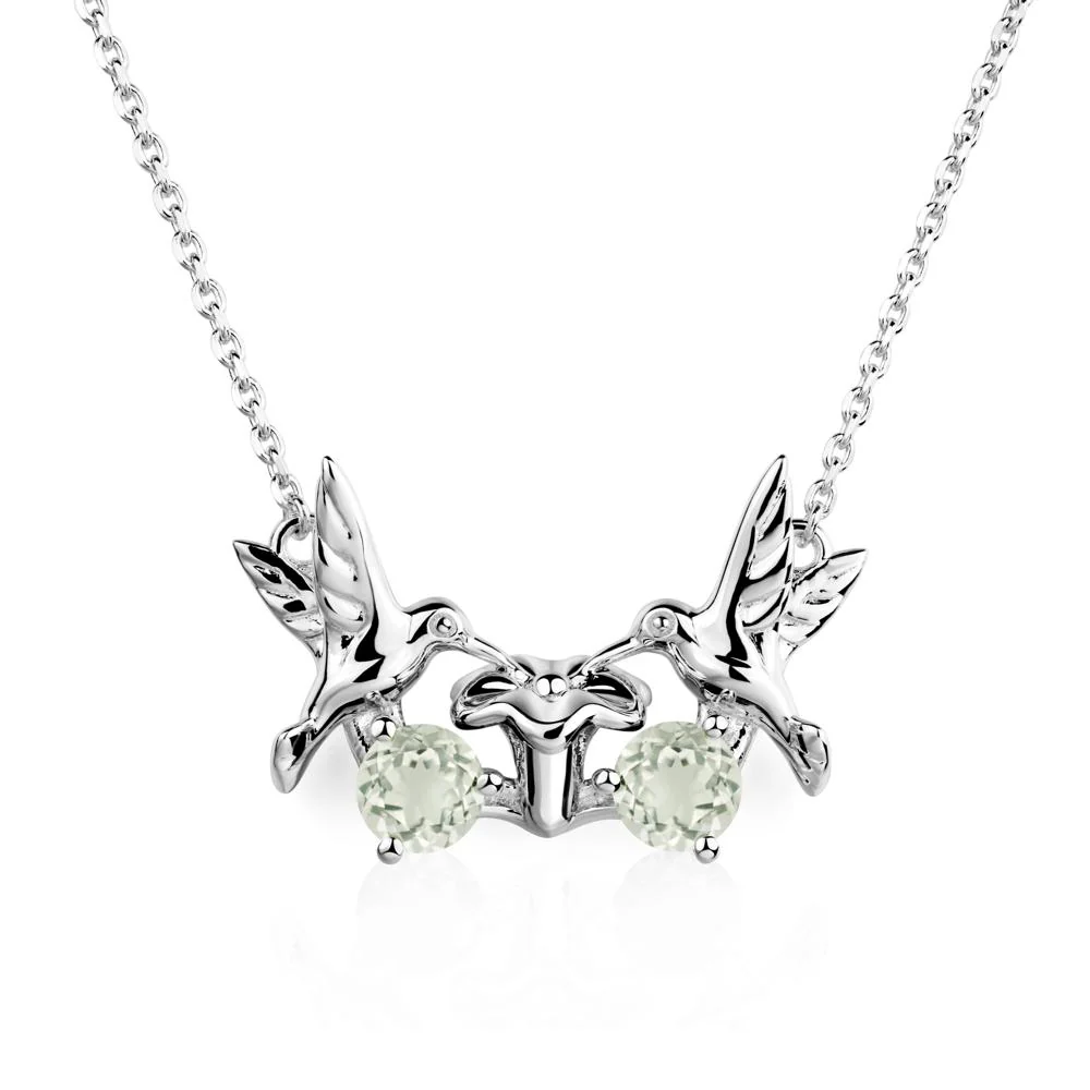 Green Amethyst Two Stone Hummingbird Necklace - Image 7