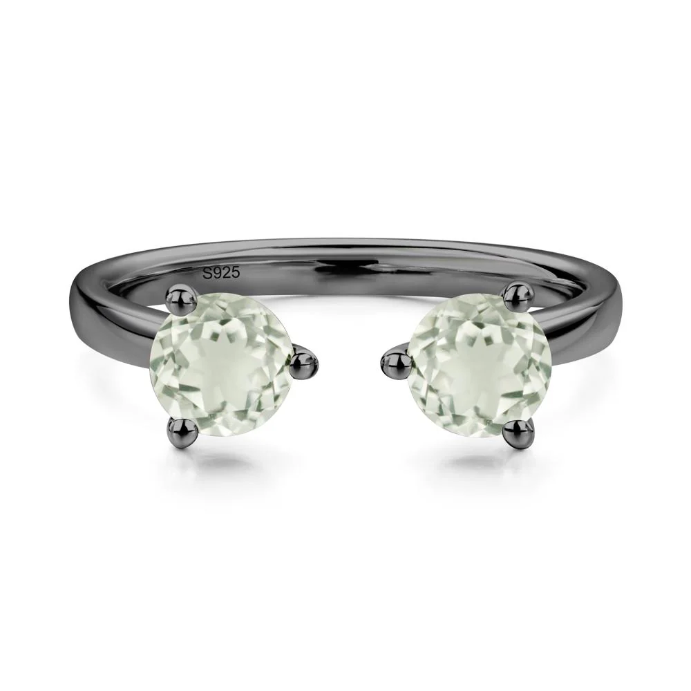 Green Amethyst Two Stone Open Ring - Image 2