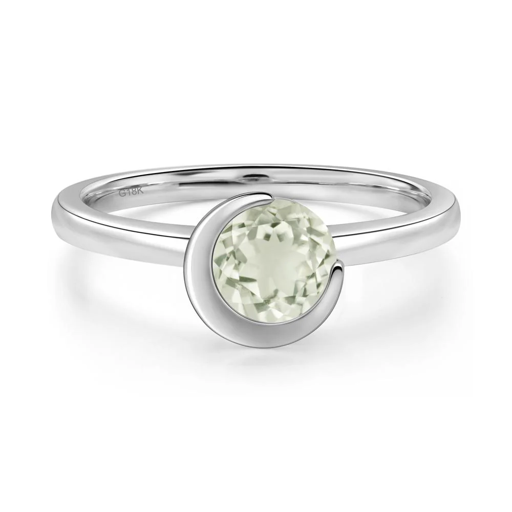 Green Amethyst Unique Bezel Set Engagement Ring - Image 6