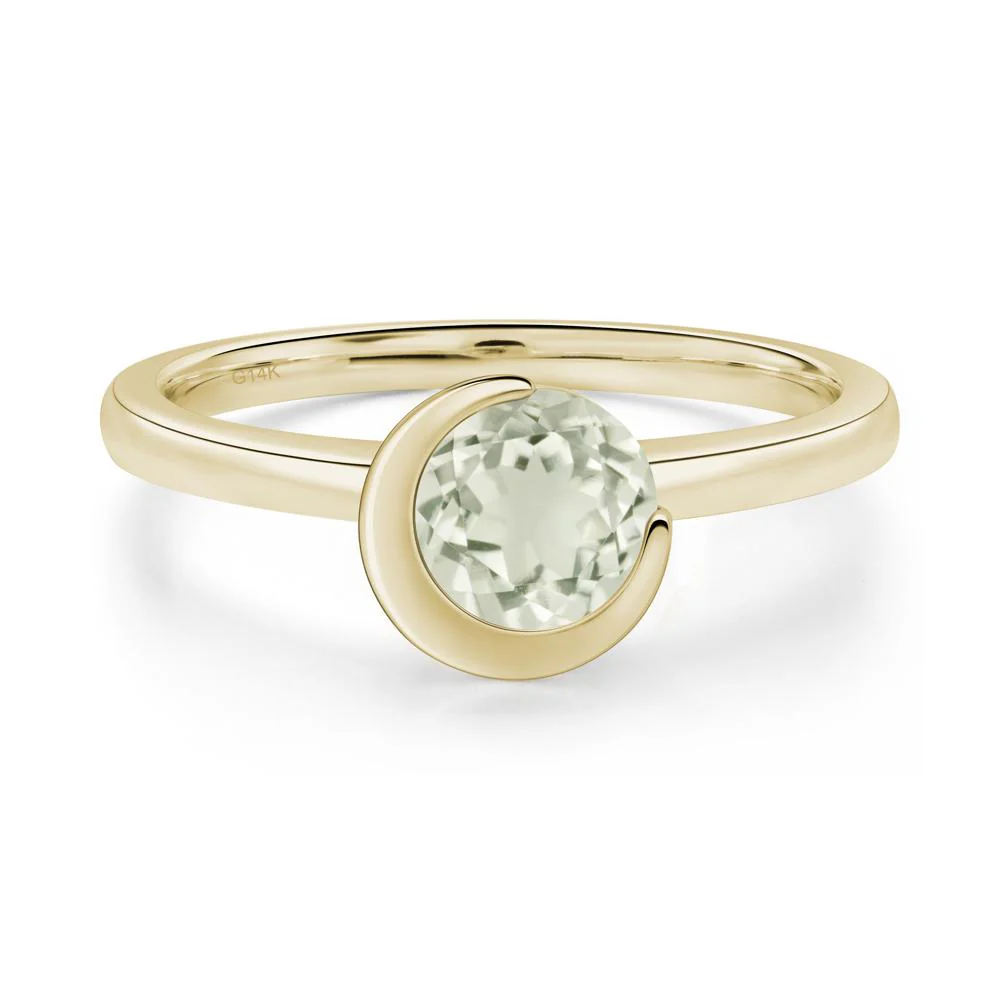 Green Amethyst Unique Bezel Set Engagement Ring - Image 8
