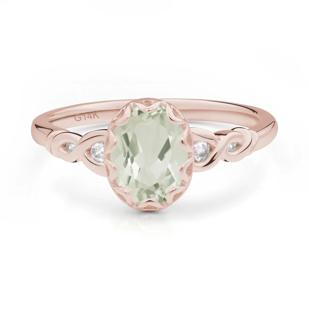 Green Amethyst Vintage Oval Engagement Ring - Image 2