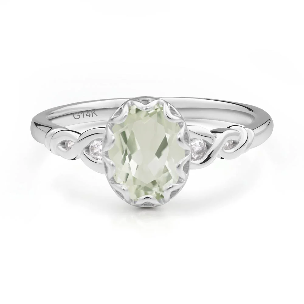 Green Amethyst Vintage Oval Engagement Ring - Image 3
