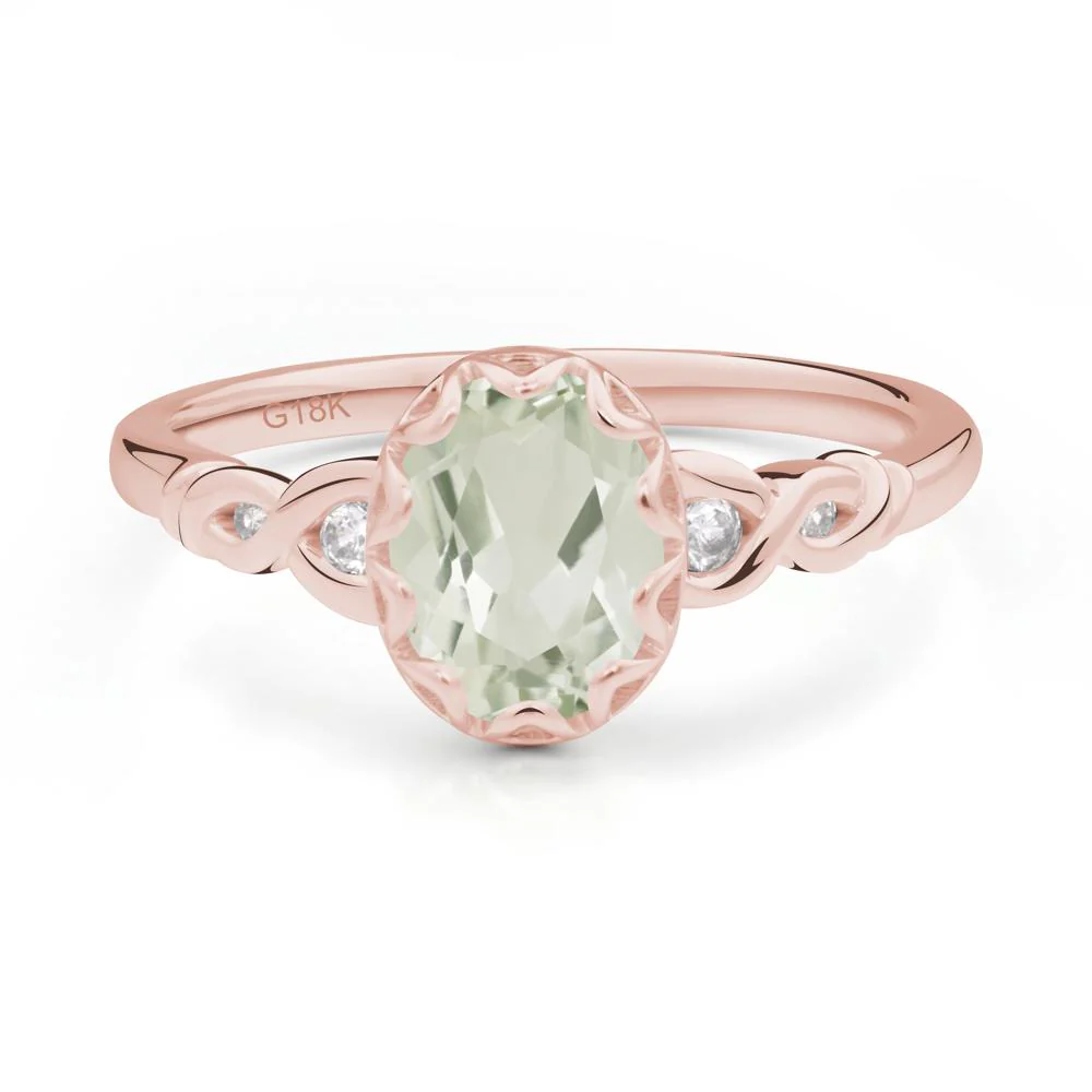 Green Amethyst Vintage Oval Engagement Ring - Image 4