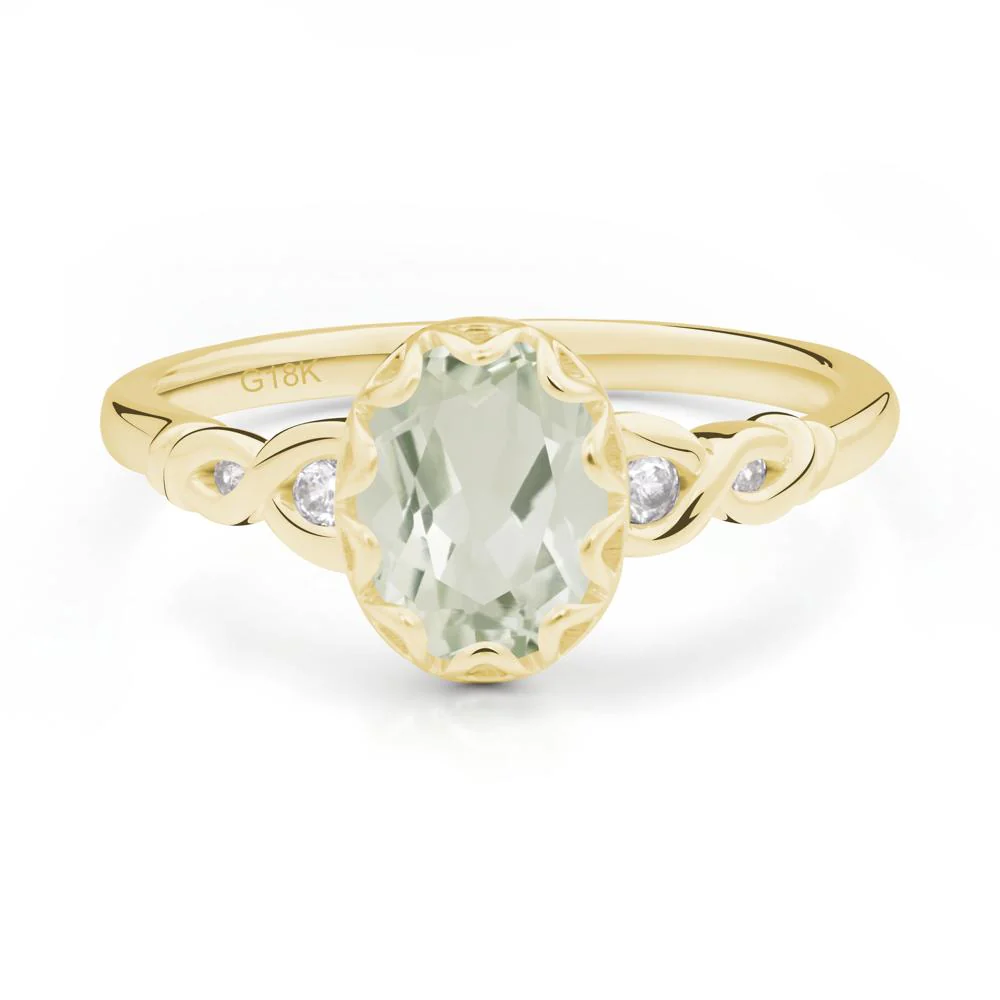 Green Amethyst Vintage Oval Engagement Ring - Image 6
