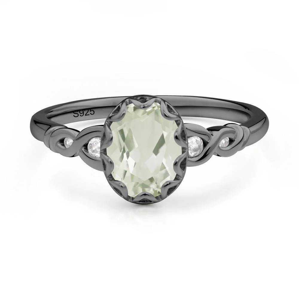 Green Amethyst Vintage Oval Engagement Ring - Image 7