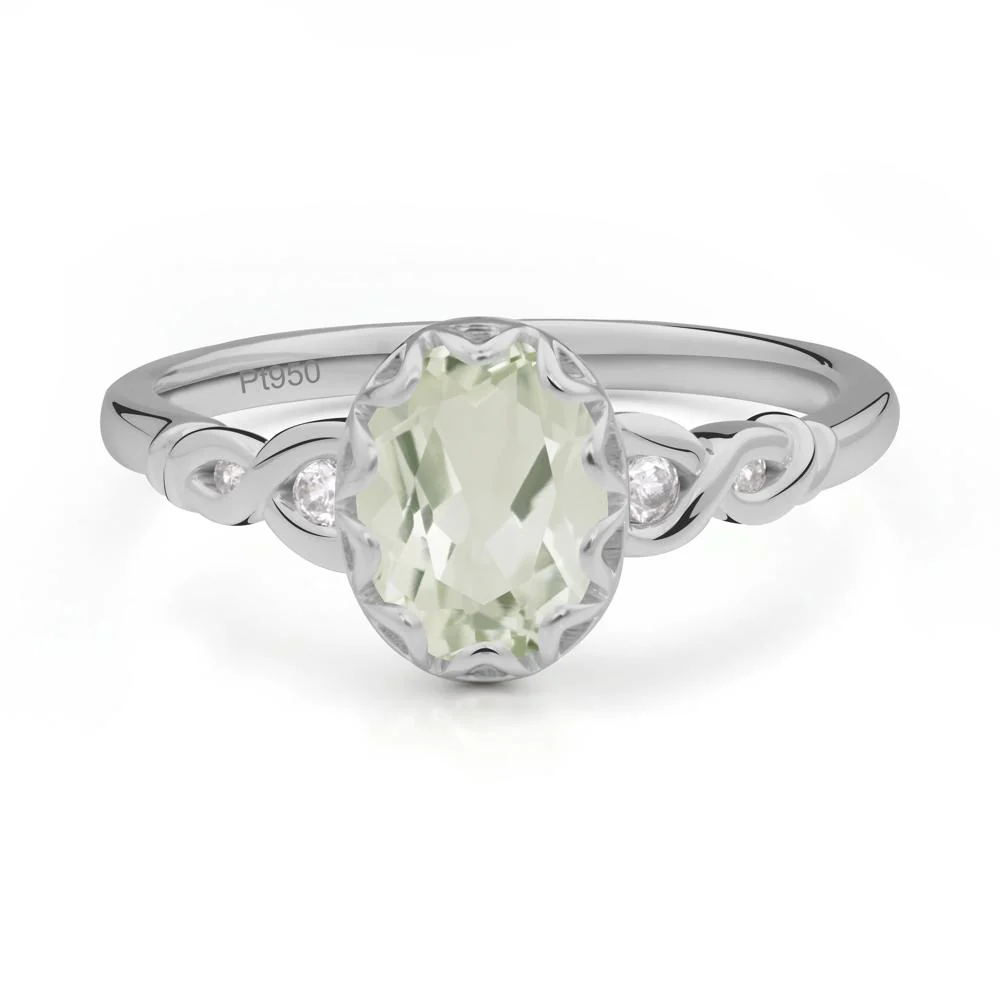 Green Amethyst Vintage Oval Engagement Ring - Image 8