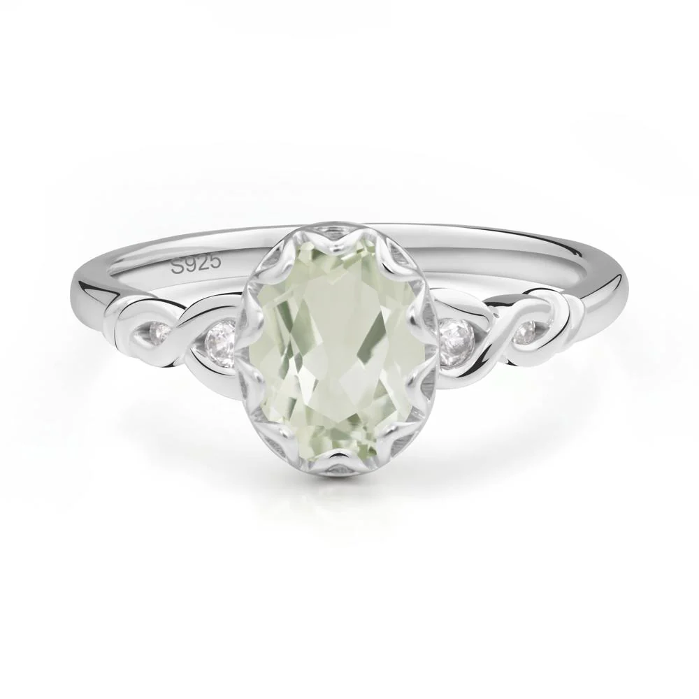 Green Amethyst Vintage Oval Engagement Ring - Image 9